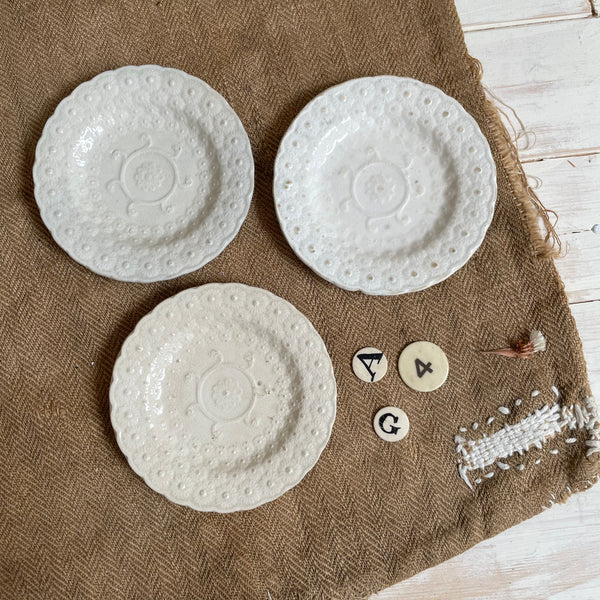 Three Vintage Pretty Floral Rimmed Plate