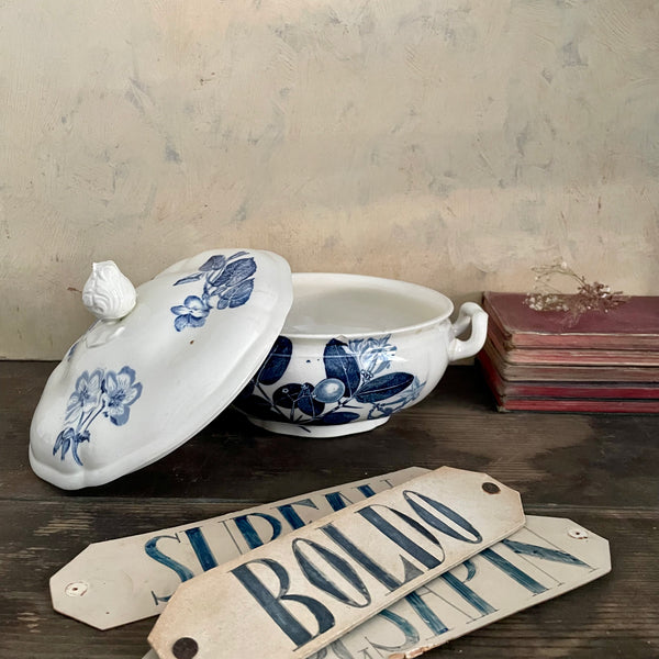 Vintage Blue Patterned Tureen