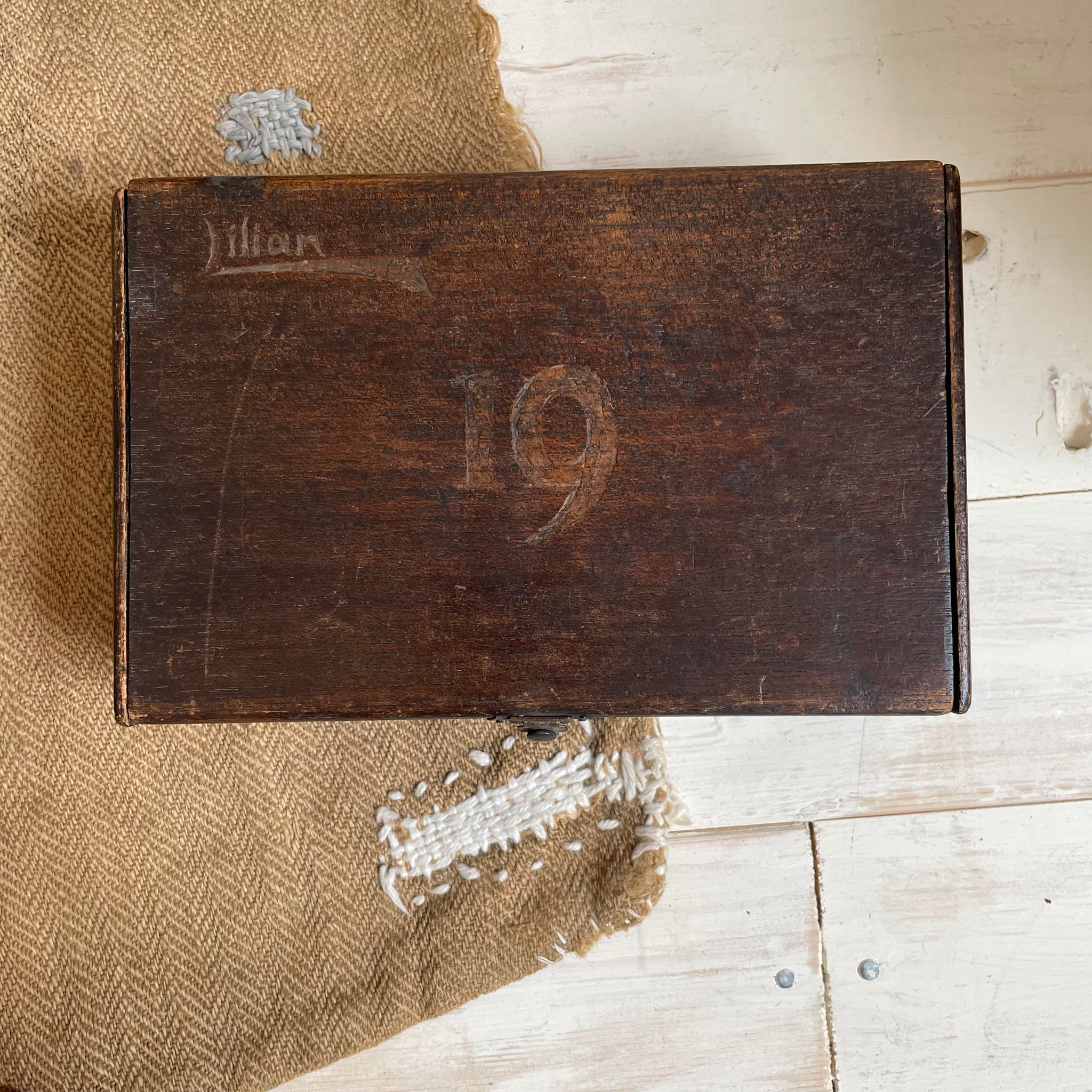 Vintage Wooden Etched Box