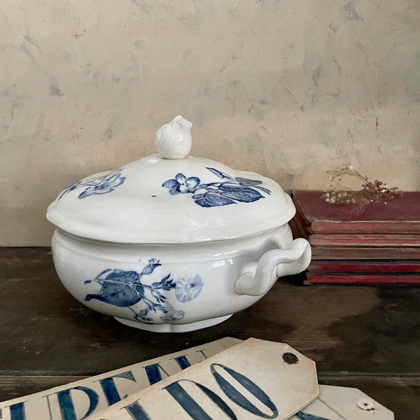 Vintage Blue Patterned Tureen