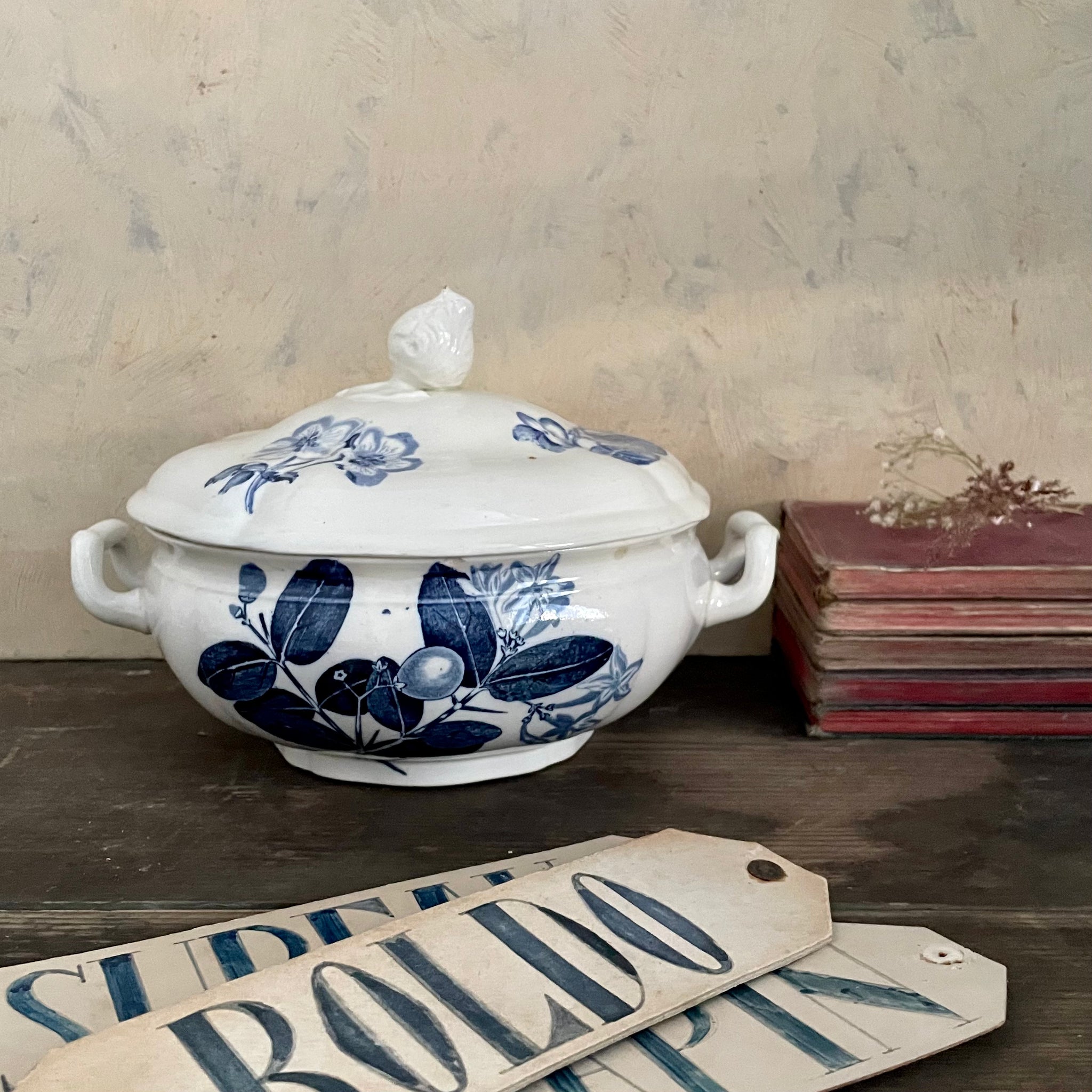 Vintage Blue Patterned Tureen