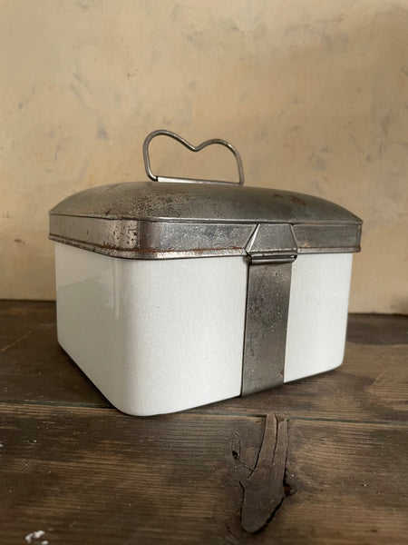 Antique Square Ironstone Picnic Box