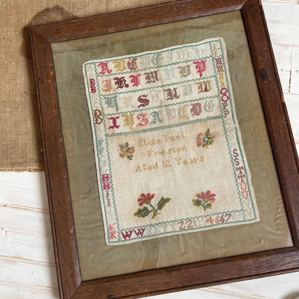 Antique Early Framed Victorian Sampler