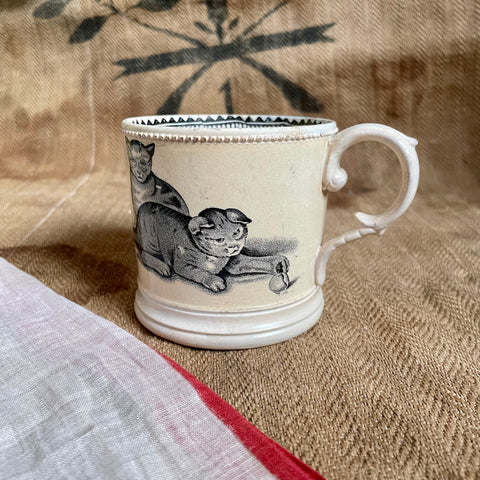 Antique Puppy & Kitten Transfer Cup