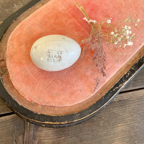 Antique Broody RYES BIRD SEED Ceramic Egg