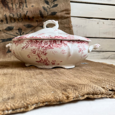 Vintage Pink/Red Stoke Tureen