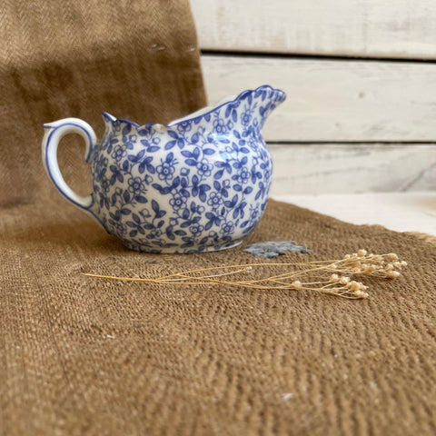 Antique Blue Floral Transferware Jug