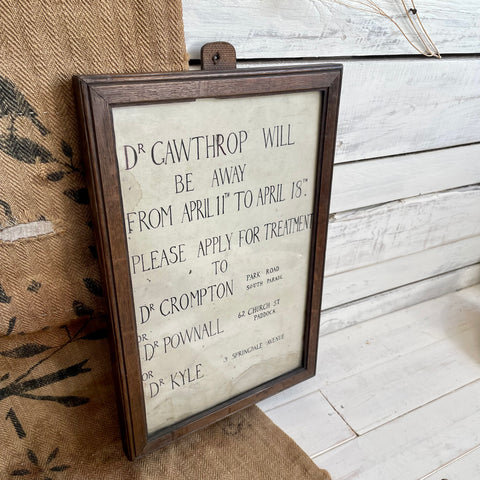 Unusual Vintage Doctors Sign