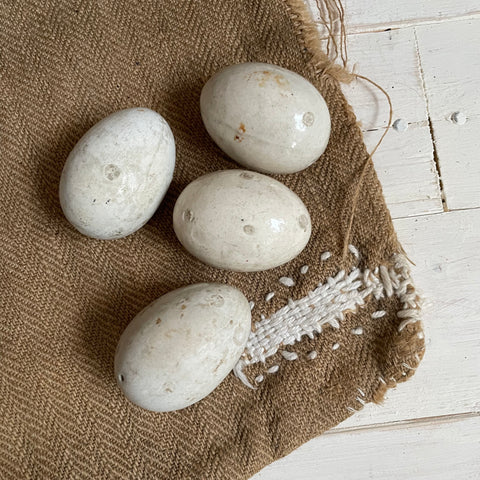5 Antique Broody Ceramic Eggs
