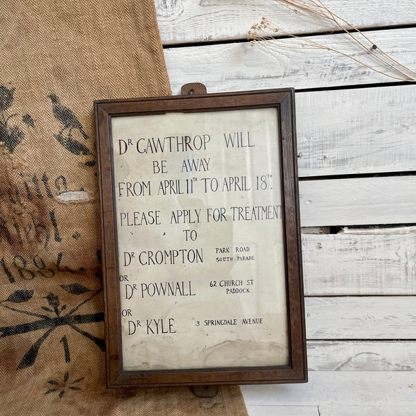 Unusual Vintage Doctors Sign