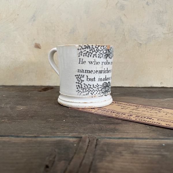 Antique Motto Staffordshire Cup